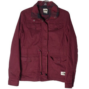 North Face Urban Utility Shacket Deep Garnet Flannel Lined $140 Women’s XS